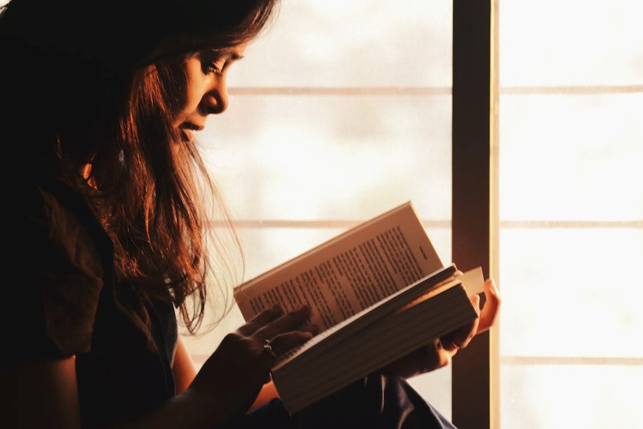 girl reading a book